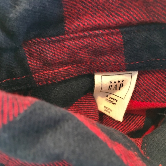 Baby Gap Navy and Red Plaid Flannel Button Down Shirt - Picture 2 of 3